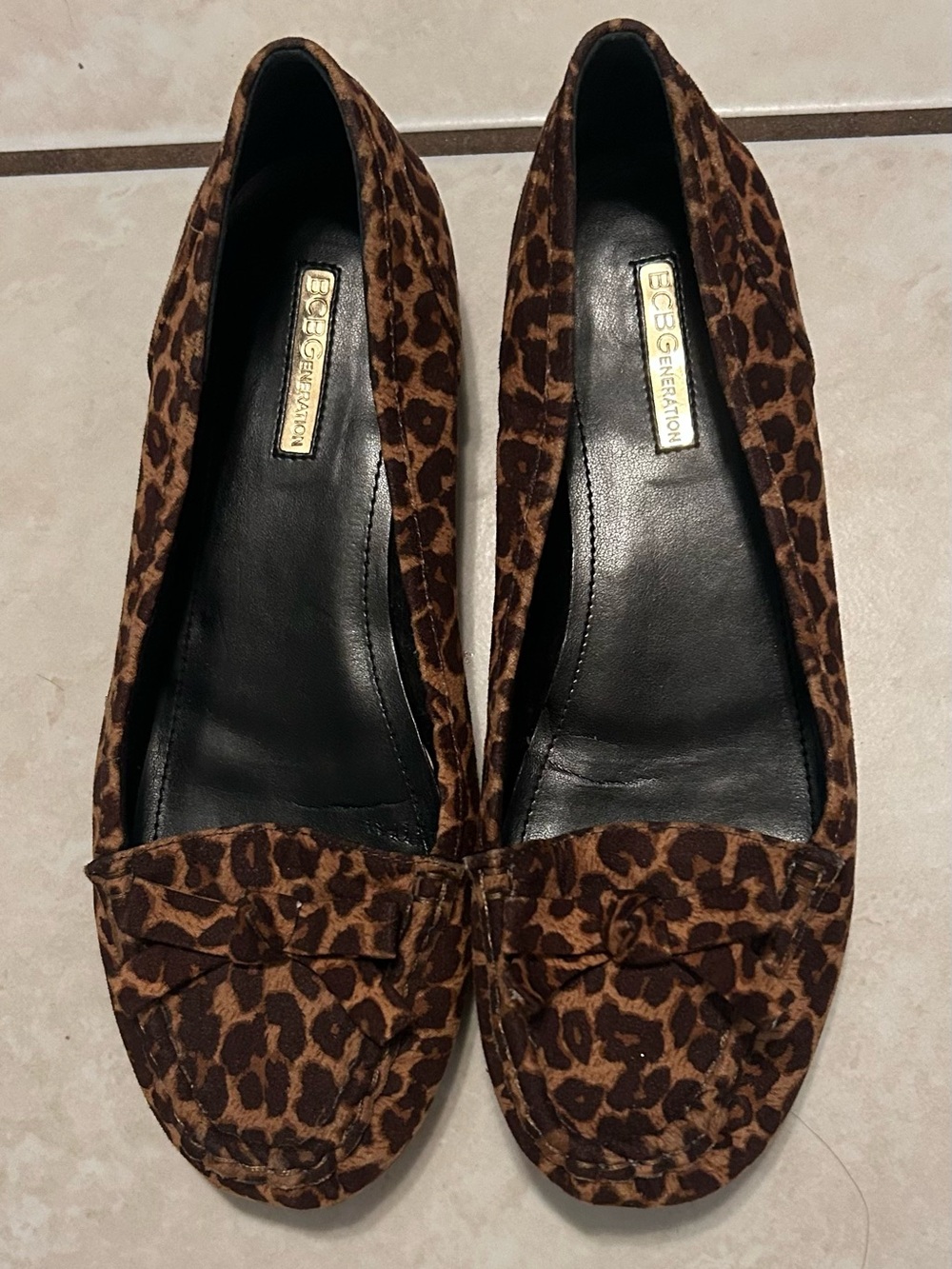 BCBGeneration Brown Leopard Print Loafers